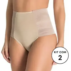KIT 2 Calcinhas Cinta Modeladora (P ao 52) Plus Size Pós Parto Cinta Cós Alto Não Marca Vestido