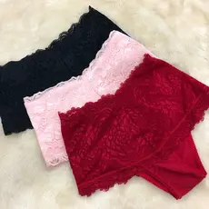 Kit 5 Calcinha Cinta Renda Cintura Alta Conforto E Modernidade modeladora cós alto pós parto - Lafar