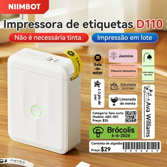 Niimbot D110 Impressora de Etiquetas Inteligente Térmica Bluetooth Impressora sem Tinta para iOS Android