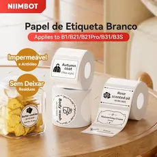 NIIMBOT B21/B1/B3S/B31/B21Pro Papel Autocolante De Rótulo Branco