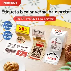 Niimbot B21Pro/B1Pro/B2Pro Cartão Térmico Dedicado Vermelho Preto Etiqueta Papel Supermercado Baking Logística Adesivo