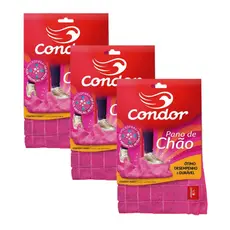 Kit 3 Panos de Chão 70x50 Grande para Limpeza Geral em Microfibra Condor 1676
