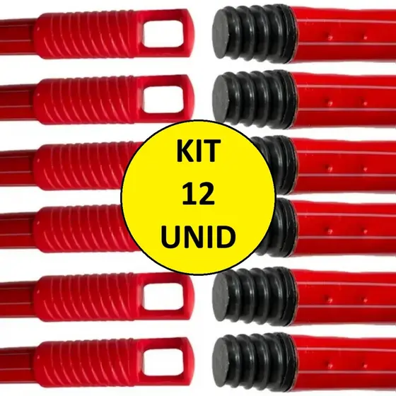 Kit com 12 Cabos para Vassoura 95cm Mop Rodo e Pá Condor de Metal Plastificado