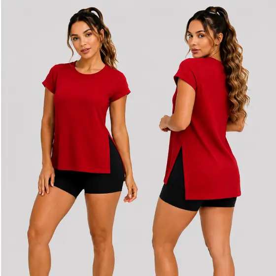 Blusa Feminina Academia Telinha Tapa Bumbum Secagem Rápida Dry Fit Fresquinha LongLine Fitness