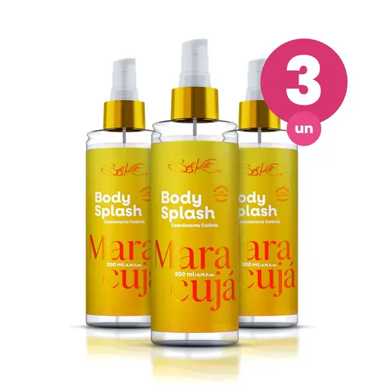 Kit 3 Body Splash Alta Fixação Maracujá 200ml Fragância Floral Belkit