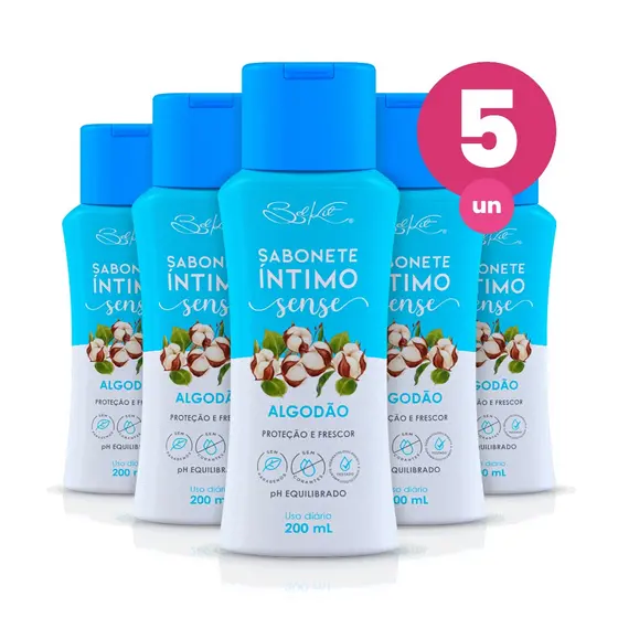 Kit 5 Sabonete Íntimo Sense Algodão 200ml Belkit