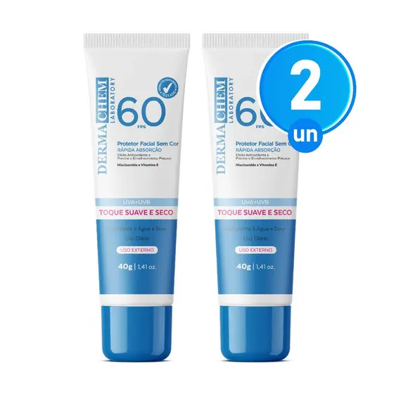 Kit 2 Protetor Solar Rosto FPS60 40g Dermachem