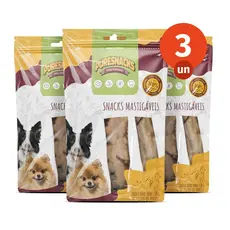 Kit Mordedor Petisco Costela Bovina 100% Natural 3 Unidades para Cães PureSnacks 130g