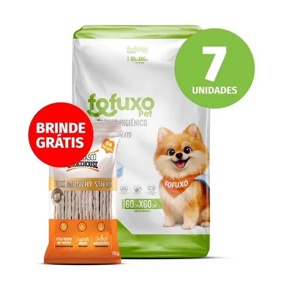 Tapete Higiênico Slim Fofuxo 7 Unidades 60cm x 60cm | Cães Todos os Portes Fralda Pet Xixi