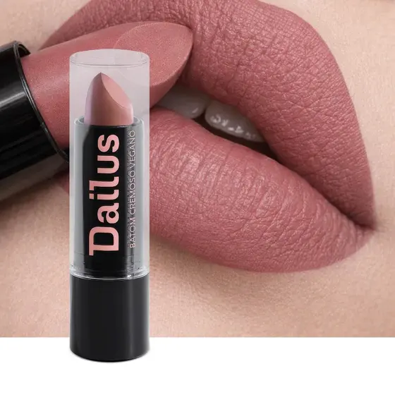 Batom Matte Vegano Dailus 11 Distraida Tom Nude Clássico, Efeito Brilhante, com Manteiga de Karité