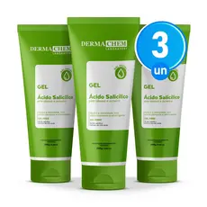 Kit 3 Gel Facial Antioleosidade Ácido Salicílico 100g Dermachem