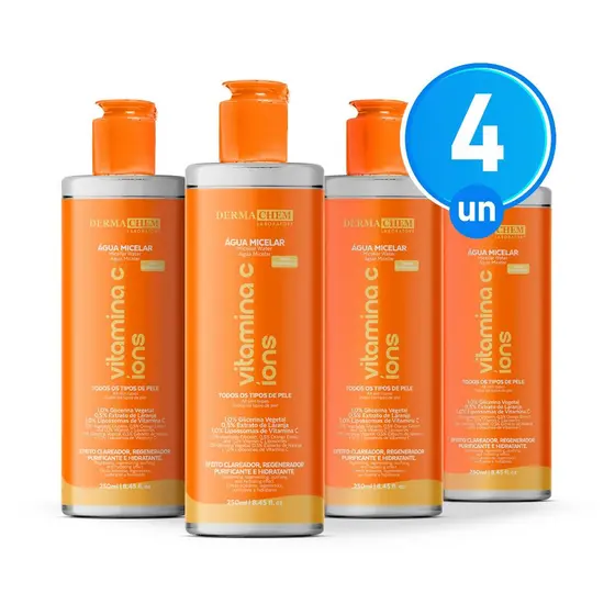 Kit 4 Água Micelar Vitamina C 250ml Dermachem
