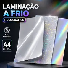 KIT LAMINAÇÃO A FRIO 10 e 20 FOLHAS  Filme holográfico Diamante/ Regular/Transparente/ Glitter A4