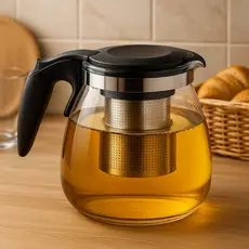Chaleira Bule de Vidro Infusor Inox Para Chá 1 Litro