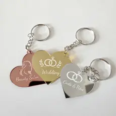 chaveiro salão formato coração/redondos/retangular  com logo ou nome marca lembrança aniversário