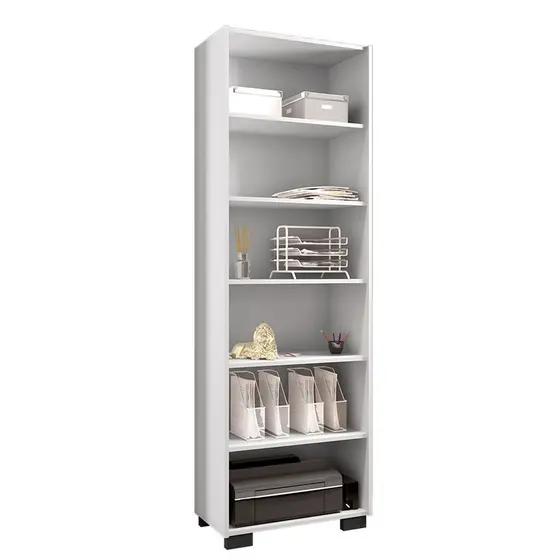 Estante para Livros Livreiro Alto com 5 Prateleiras e Pés Office Branco
