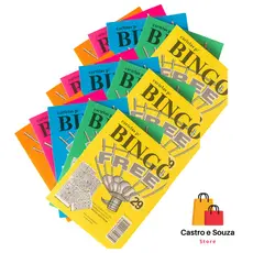 15 Blocos Coloridos Cartela Jogo Bingo 100fls 10x8cm