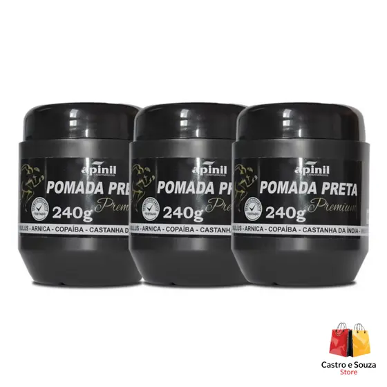 Pomada Preta Premium Apinil 240g - 1/2/3 unidades - Alívio e Relaxamento que Você Merece!