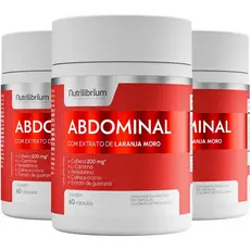 Kit 3x Abdominal Dia Cafeína L-Carnitina Cromo Guaraná 180 Caps Nutrilibrium