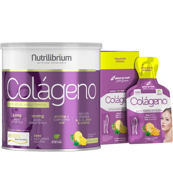 Colágeno Verisol Ácido Hialurônico 200g + Colágeno Gel 10 Sachês