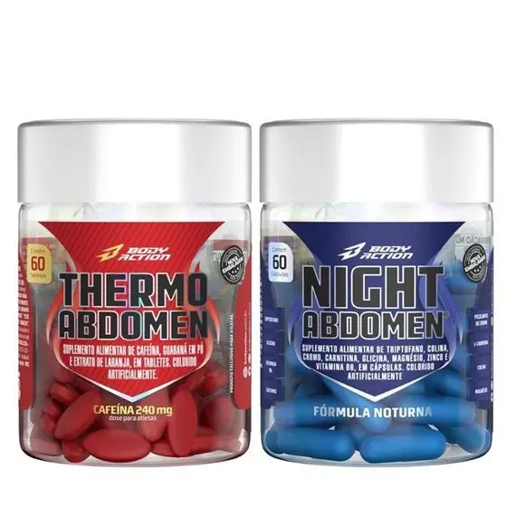 Kit Abdomen Dia Noite 120 Caps Thermo Abdomen + Night Abdomen Bodyaction