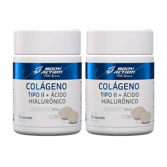 Kit 2x Colágeno Tipo 2 com Ácido Hialurônico 30 Caps  - 2 Meses - Bodyaction