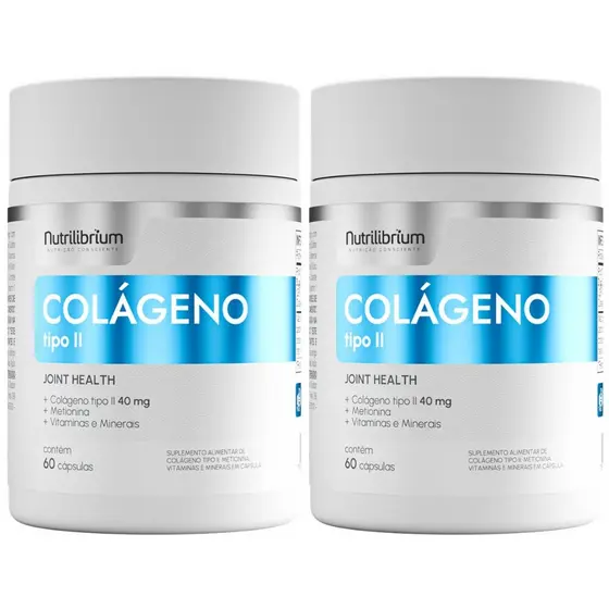 Kit 2x Colágeno Tipo 2 Premium 120 Cápsulas Com Metionina Selênio Nutrilibrium