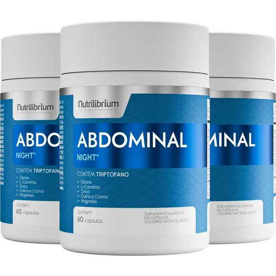 Kit 3x Abdominal Night Triptofano Cromo L-carnitina Zinco 180 Caps Nutrilibrium