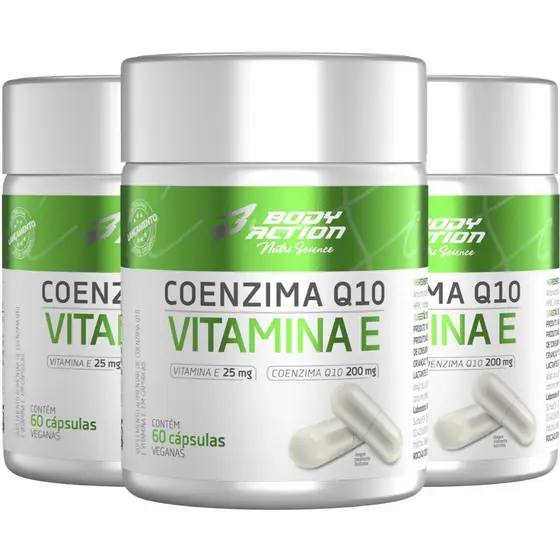 Kit 3x Coenzima Q10 com Vitamina E 60 Caps - 3 Meses Bodyaction