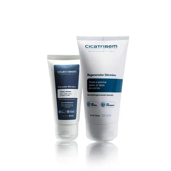 Cicatribem Kit Pele Perfeita Regenerador Dérmico 150g & Clareador Dérmico 60g para Estrias e Manchas