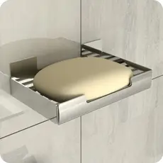 Saboneteira De Parede Inox Adesivo Sem Furo Cor Prateado