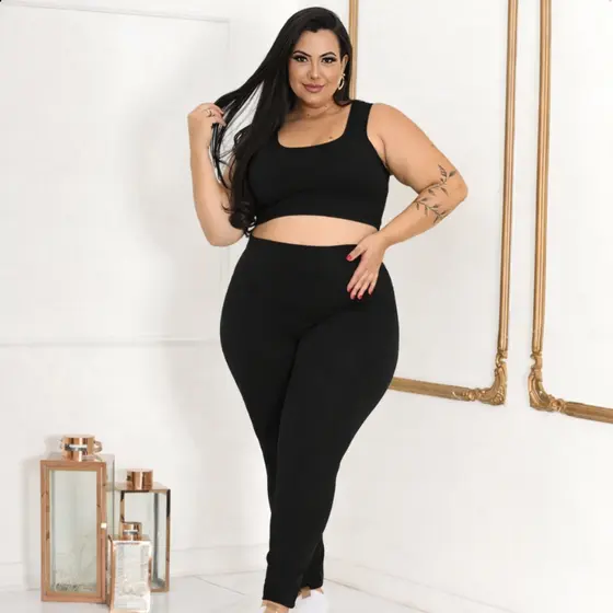 Legging Plus Size Gestante Cós Alto Sem Costura Zero Transparência Maternidade