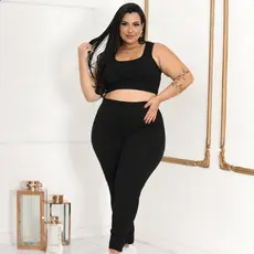 Legging Plus Size Gestante Cós Alto Sem Costura Zero Transparência Maternidade