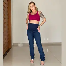 Calça Jeans Gestante Cós Suplex Elástico Confortável Maternidade Enxoval