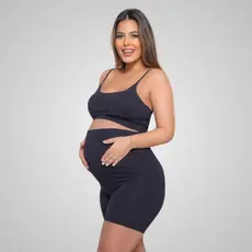 Conjunto Shorts Fitness Suplex Poliamida Gestante Sem Marca Maternidade Enxoval