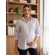Camisa Camisão Tricoline Gestante Chamise Manga Longa Amamentação Maternidade