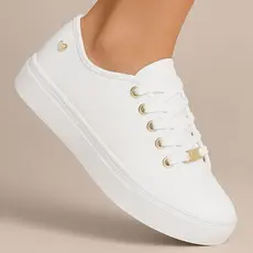 Tênis Feminino Pingente Coração Branco Casual Confortável Slip On