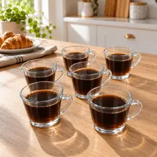 Jogo de Xicara 6 Peças Xícaras 170ml SINO LISA TRANSPARENTE Cristal Crystal Caneca Retro Vidro Cafe