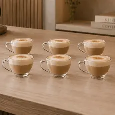 Jogo de Xícara 06 PEÇAS 90ml BRASILIA Cafe Cha Bebidas Quentes Vidro Xicaras Transparente Cristal
