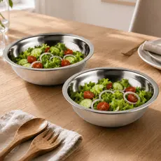 Kit 2 Tigela Saladeira GRANDE 17cm Multiuso Bowl Profissional Fundo Cozinha Gourmet em Inox