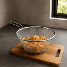 Cesto REFORÇADO Fritura GRANDE 18 CM Petiscos Acompanhamentos Premium Inox
