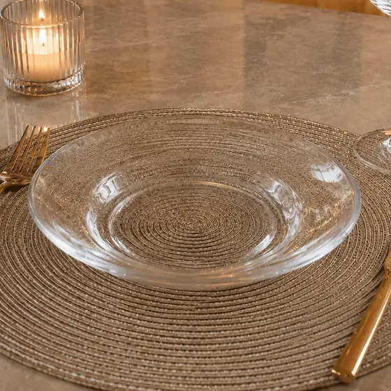 Jogo de Prato de Vidro 8 PEÇAS TRANSPARENTE LISO Temperado Louça Pratos Cozinha Decoração Moderna