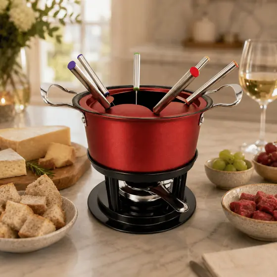 Kit Conjunto Aparelho De Fondue 11 Peças Chocolate Queijo Fundi Chocolate Quente Queijo
