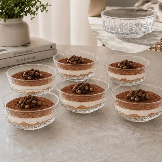 Jogo 6 Taças Sobremesa FORJADO BASE Vidro Tigela Bowl Sorvete Doces Vidro Decoração Cozinha Louça