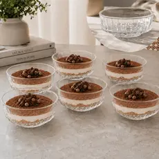 Jogo 6 Taças Sobremesa FORJADO BASE Vidro Tigela Bowl Sorvete Doces Vidro Decoração Cozinha Louça