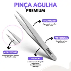 Pinça para Sobrancelhas Ponta Agulha Extra Fina de Alta Precisão Design de Sobrancelhas Autoclavável