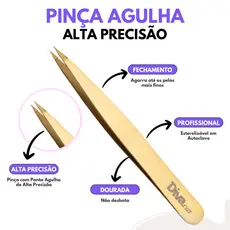 Pinça Fina Agulha para Sobrancelhas Depilação Autoclavável Design de Sobrancelhas