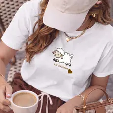Blusa Evangélica Feminina  Algodão Cristã Moda Básica Camiseta Ovelha Encontrada
