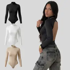 Kit 3 ou 2 ou 1 Body Feminino Manga Longa Decotado Costas Nua Suplex Premium Gola Modelador Elegante