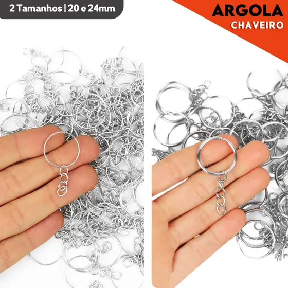 Argola para Chaveiro com Corrente | 50 ou 100 Unidades | Aço Resistente De Alta Qualidade